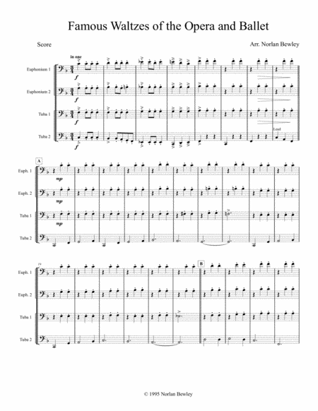 Free Sheet Music Famous Waltzes Of The Opera And Ballet Tuba Euphonium Quartet