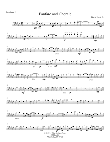 Free Sheet Music Fanfare And Chorale Trombone 2