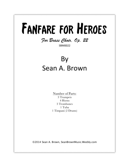 Free Sheet Music Fanfare For Heroes For Brass Choir Op 22