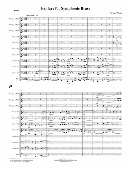 Free Sheet Music Fanfare For Symphonic Brass