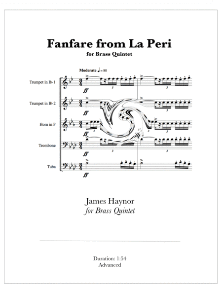 Free Sheet Music Fanfare From La Peri For Brass Quintet