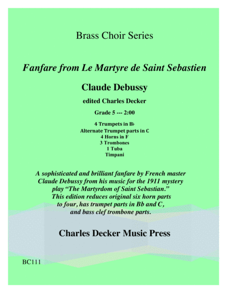 Fanfare From Le Martyre De Saint Sebastien For Brass Choir Sheet Music