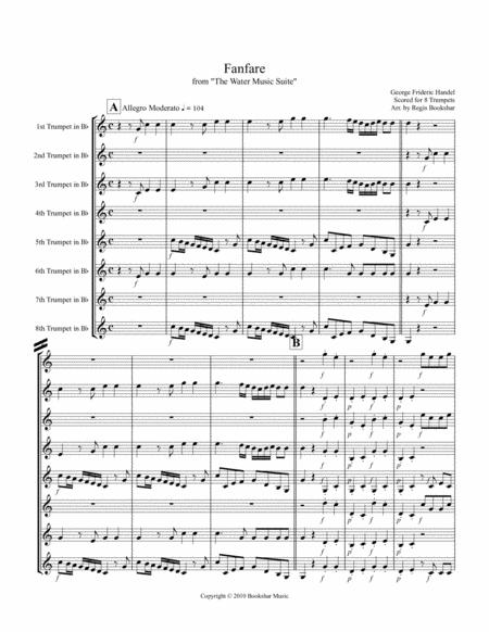 Fanfare From Water Music 8 Trp Sheet Music