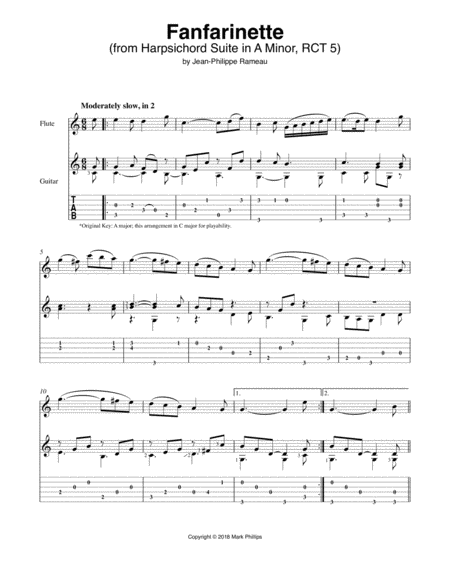 Free Sheet Music Fanfarinette From Harpsichord Suite In A Minor Rct 5