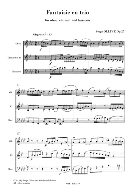 Free Sheet Music Fantaisie En Trio Op 27