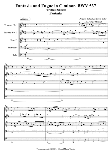 Fantasia And Fugue In C Minor Bwv 537 Prelude Sheet Music