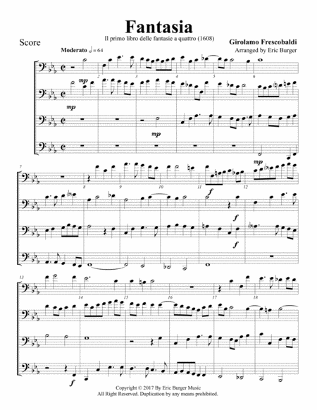 Free Sheet Music Fantasia For Trombone Or Low Brass Quartet