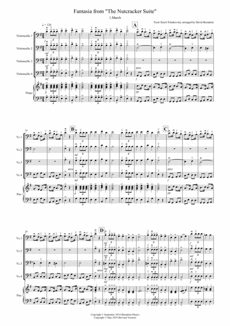 Fantasia From The Nutcracker Suite March For Cello Quartet Sheet Music