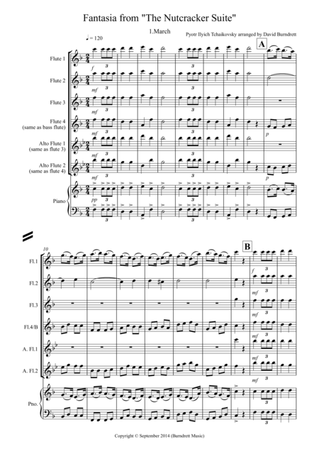 Free Sheet Music Fantasia From The Nutcracker Suite March For Flute Quartet