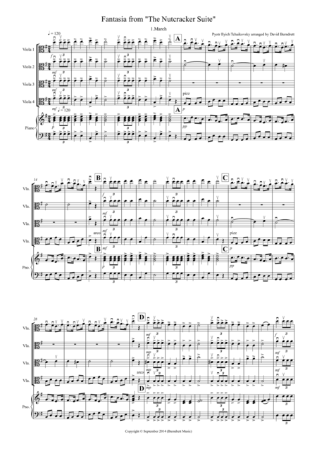 Free Sheet Music Fantasia From The Nutcracker Suite March For Viola Quartet