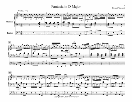 Free Sheet Music Fantasia In D Major