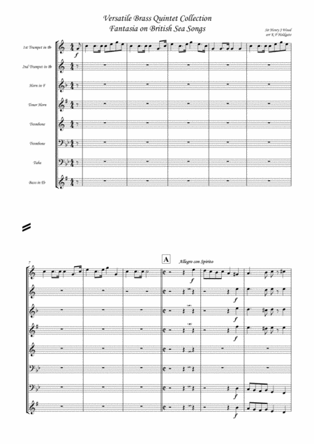 Fantasia On British Sea Songs Brass Quintet Sheet Music