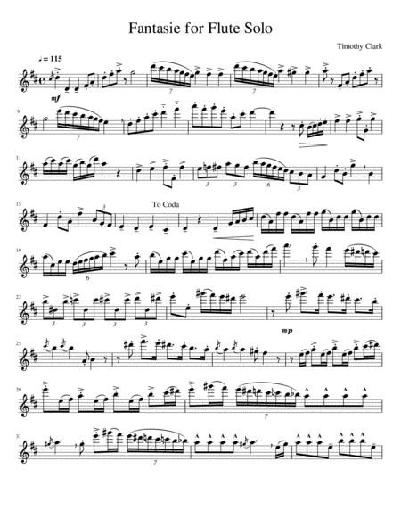 Free Sheet Music Fantasie For Flute Solo