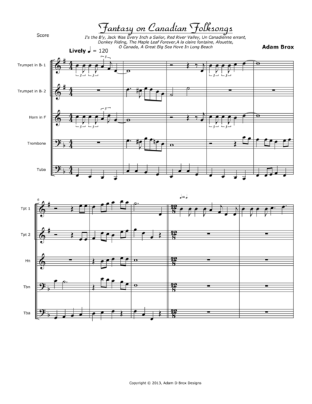 Fantasy Of Canadian Folksongs Sheet Music