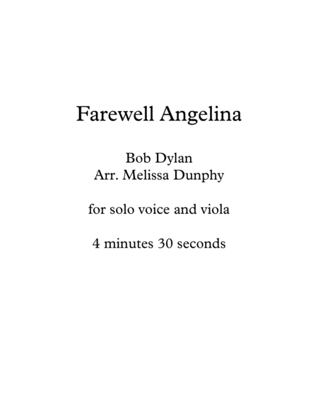 Farewell Angelina Sheet Music