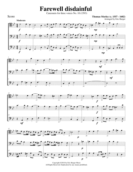 Free Sheet Music Farewell Disdainful For Trombone Or Low Brass Trio