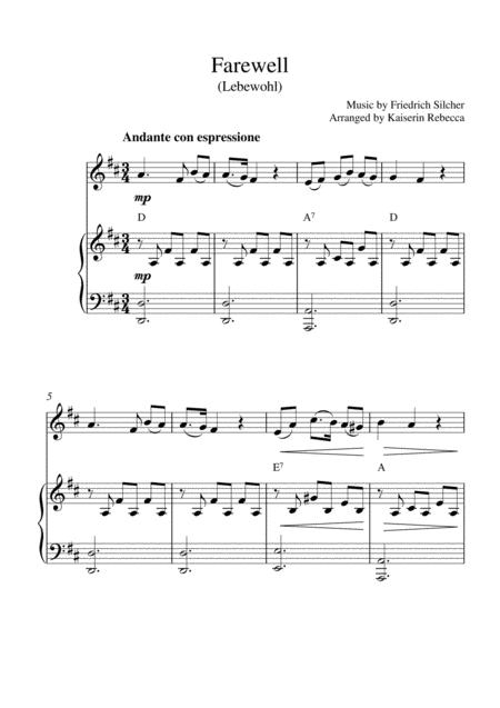 Farewell Lebewohl Violin Solo And Piano Accompaniment Sheet Music