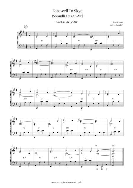 Free Sheet Music Farewell To Skye Soraidh Leis An It