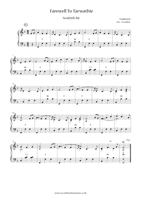 Free Sheet Music Farewell To Tarwathie