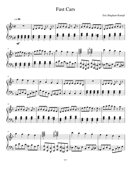 Fast Cars Sheet Music