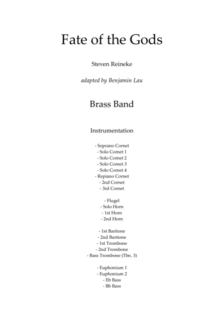 Free Sheet Music Fate Of The Gods For Brass Band