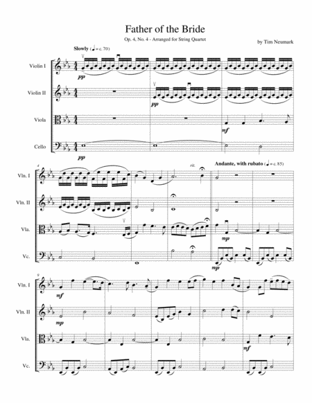 Father Of The Bride For String Quartet Sheet Music