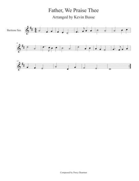 Father We Praise Thee Bari Sax Sheet Music