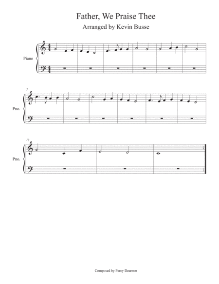 Father We Praise Thee Easy Key Of C Piano Sheet Music