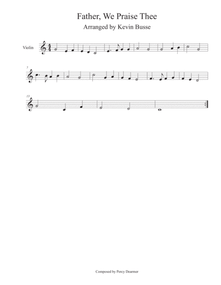 Free Sheet Music Father We Praise Thee Easy Key Of C Violin