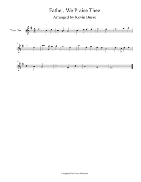 Free Sheet Music Father We Praise Thee Tenor Sax