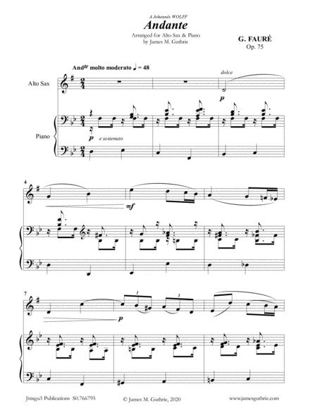 Free Sheet Music Faur Andante Op 75 For Alto Sax Piano