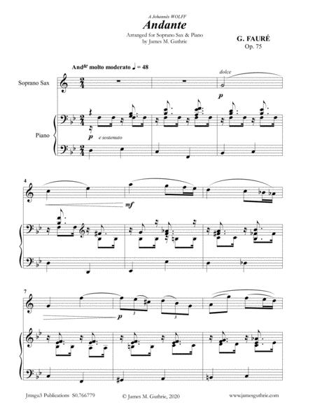 Free Sheet Music Faur Andante Op 75 For Soprano Sax Piano