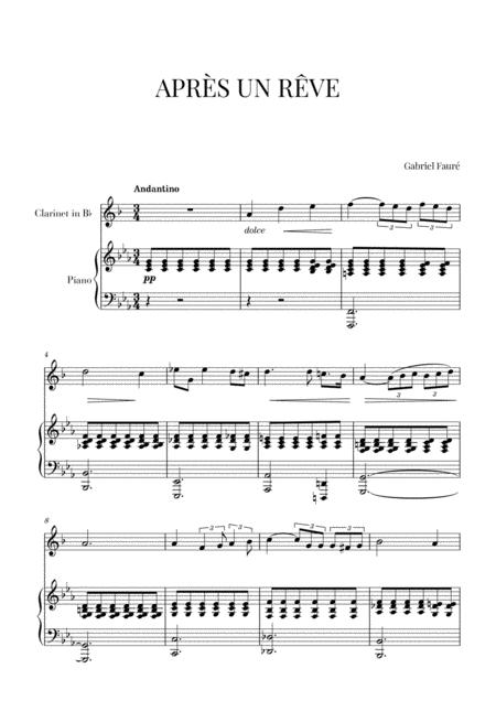 Faur Aprs Un Rve For Clarinet And Piano Sheet Music