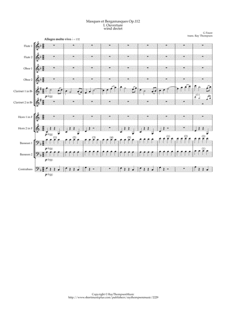 Faur Masques Et Bergamasques Suite Op 112 Symphonic Wind Sheet Music