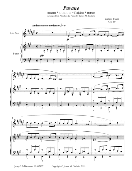 Free Sheet Music Faur Pavane Op 50 For Alto Sax Piano