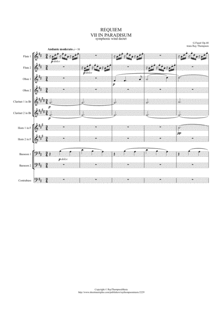 Faur Requiem Op 48 Vii In Paradisum Symphonic Wind Bass Sheet Music