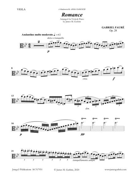 Faur Romance Op 28 For Viola Piano Sheet Music