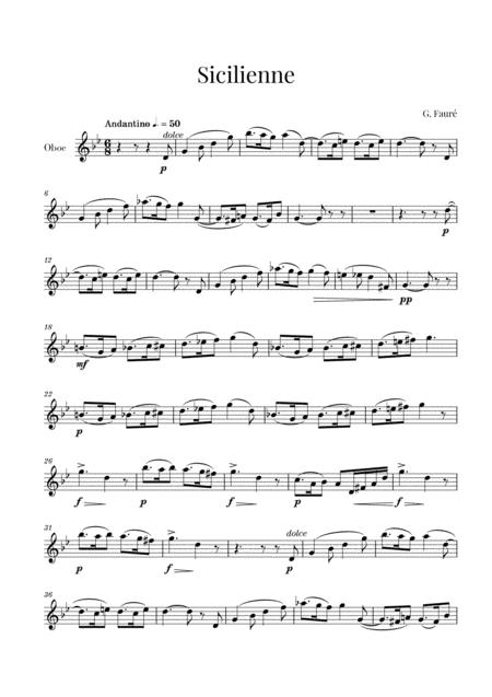 Faur Sicilienne For Oboe Sheet Music