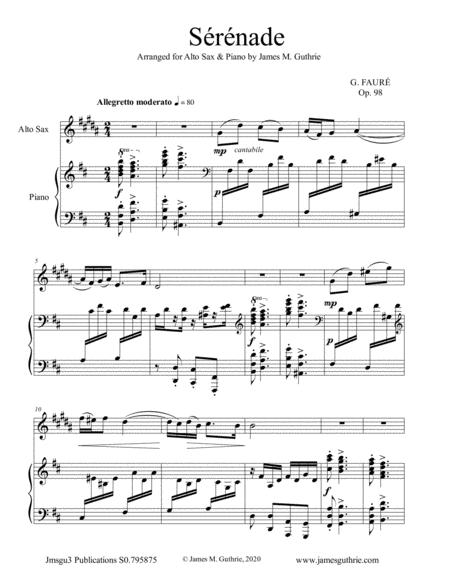 Faur Srnade Op 98 For Alto Sax Piano Sheet Music