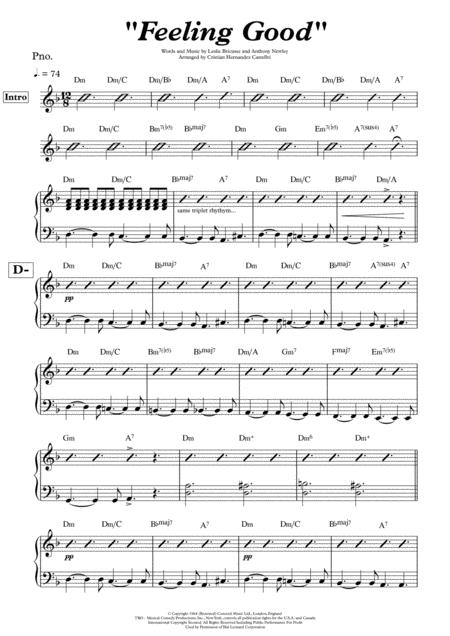 Feeling Good Arrangement For Accompaniment In Dm For Piano Sheet Music