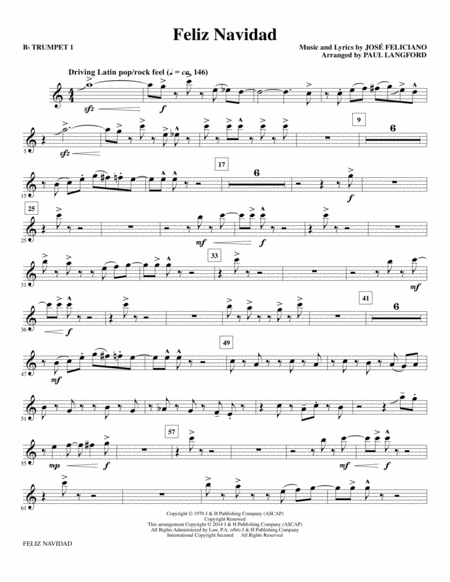 Free Sheet Music Feliz Navidad Arr Paul Langford Bb Trumpet 1