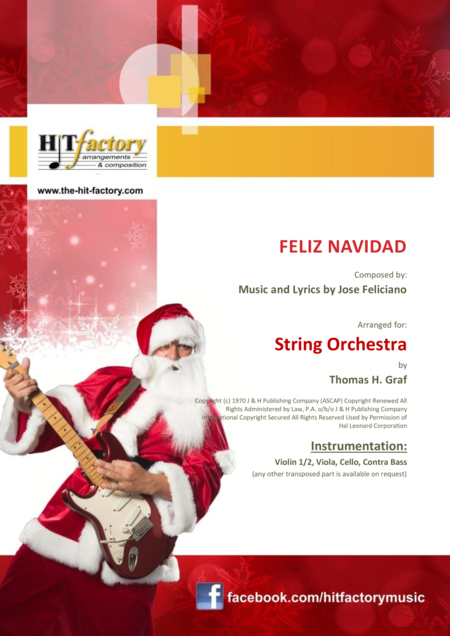 Free Sheet Music Feliz Navidad Christmas Classic String Orchestra