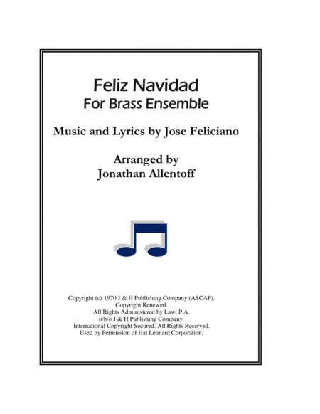 Free Sheet Music Feliz Navidad For Brass Ensemble