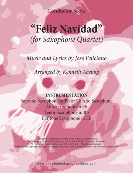 Free Sheet Music Feliz Navidad For Saxophone Quartet Satb Or Aatb