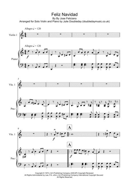 Feliz Navidad For Solo Violin And Piano Sheet Music