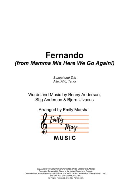 Free Sheet Music Fernando For Saxophone Trio