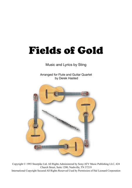 Fields Of Gold For Guitar Quartet Flute Melody Instrument Sheet Music