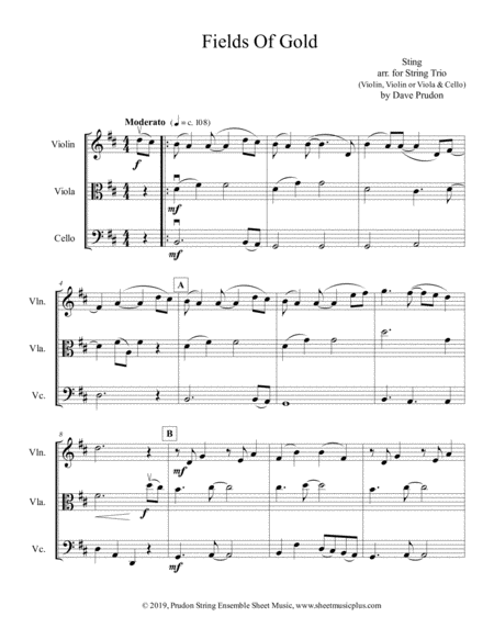 Free Sheet Music Fields Of Gold For String Trio