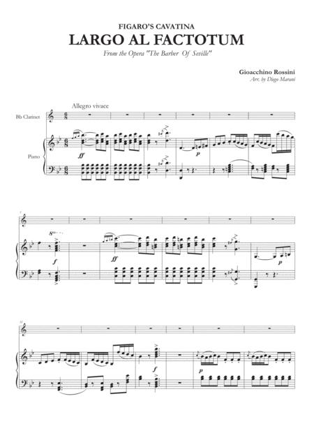 Free Sheet Music Figaros Cavatina Largo Al Factotum For Clarinet And Piano