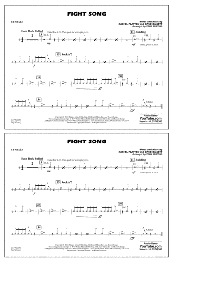 Fight Song Arr Paul Murtha Cymbals Sheet Music